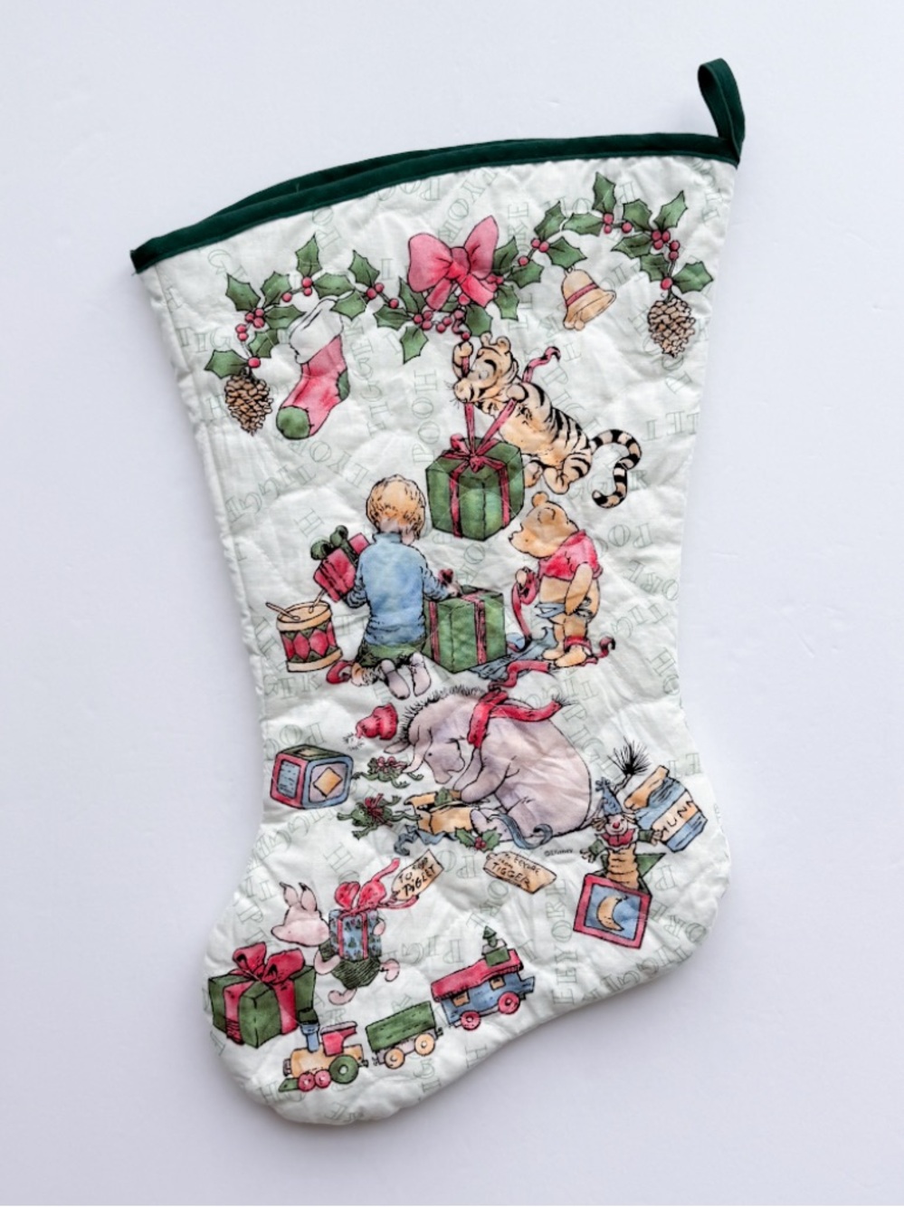 Vtg Classic Winnie The Pooh Quilted Christmas Stocking Gayla Canada Eeyore - Picture 1 of 14